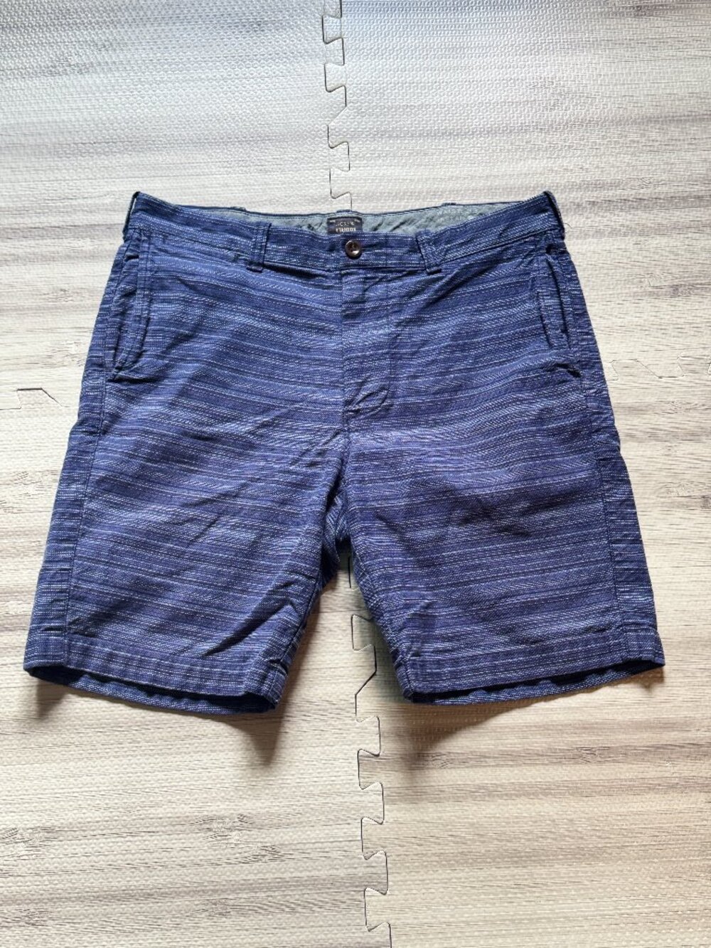 J. Crew Men's Blue Striped Stanton 9" Chino Shorts